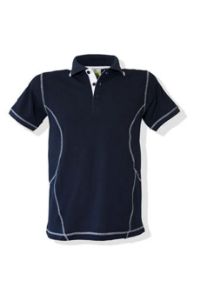 Image de L&S polo flatlock h navy/wit km